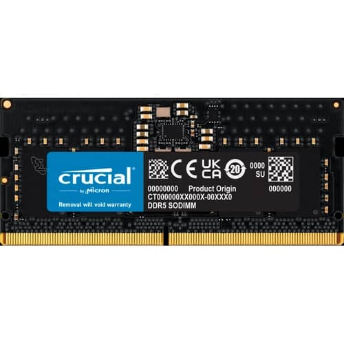 Memoria Ram SODIMM CRUCIAL CT 8GB DDR5 4800MHz CL40 1.10V Single Negro