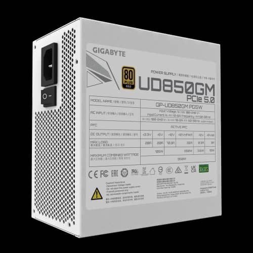 Fuente GIGABYTE UD850GM 80 Gold Modular PG5 Blanca