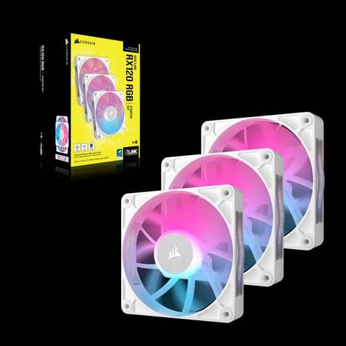 Kit de inicio de ventiladores CORSAIR iCUE LINK RX120 RGB 120 mm X3 blanco