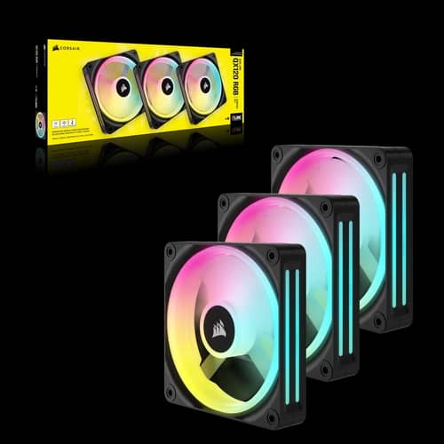 Kit de ventiladores CORSAIR PWM de 120 mm QX120 RGB x3 negro con iCUE Link