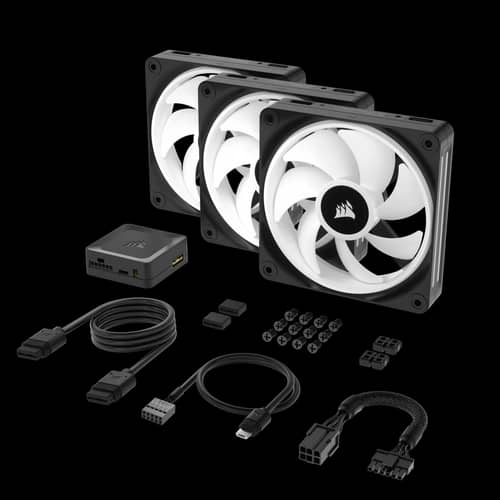 Kit de ventiladores CORSAIR PWM de 120 mm QX120 RGB x3 negro con iCUE Link