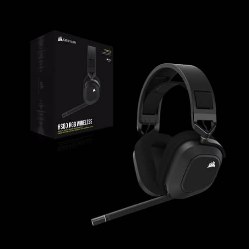 Auricular gaming Corsair HS80 RGB wireless con audio espacial - carbón