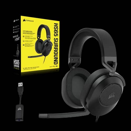 Auricular gaming cableado Corsair HS65 surround, carbón