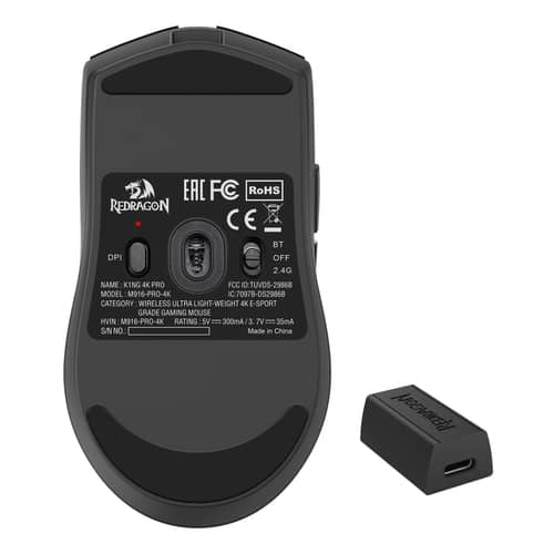 Mouse Inalámbrico Redragon K1NG Pro M916 4K Negro